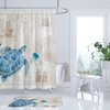 Map Printed Sea Turtle Shower Curtain Waterproof Fabric for Adventurous Bathroom Decor