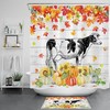 Maple Leaf Fall Shower Curtain Rustic Board Pumpkin Cow Bathroom Accessories