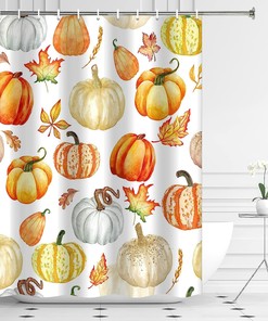 Maple Leaves Crop Bath Curtain - Experience The Harvest Season In Your Bathroom