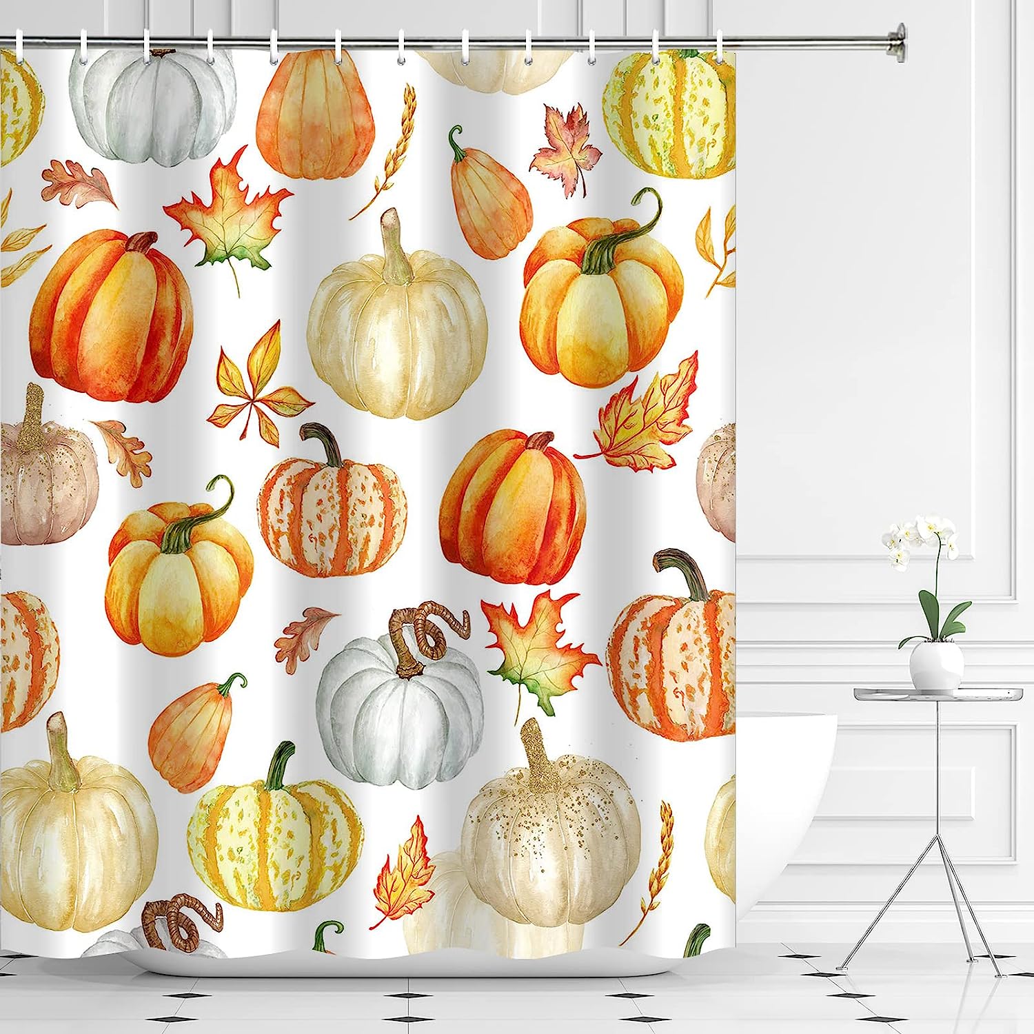 Maple Leaves Crop Bath Curtain - Experience The Harvest Season In Your Bathroom