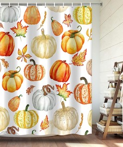 Maple Leaves Crop Bath Curtain - Experience The Harvest Season In Your Bathroom