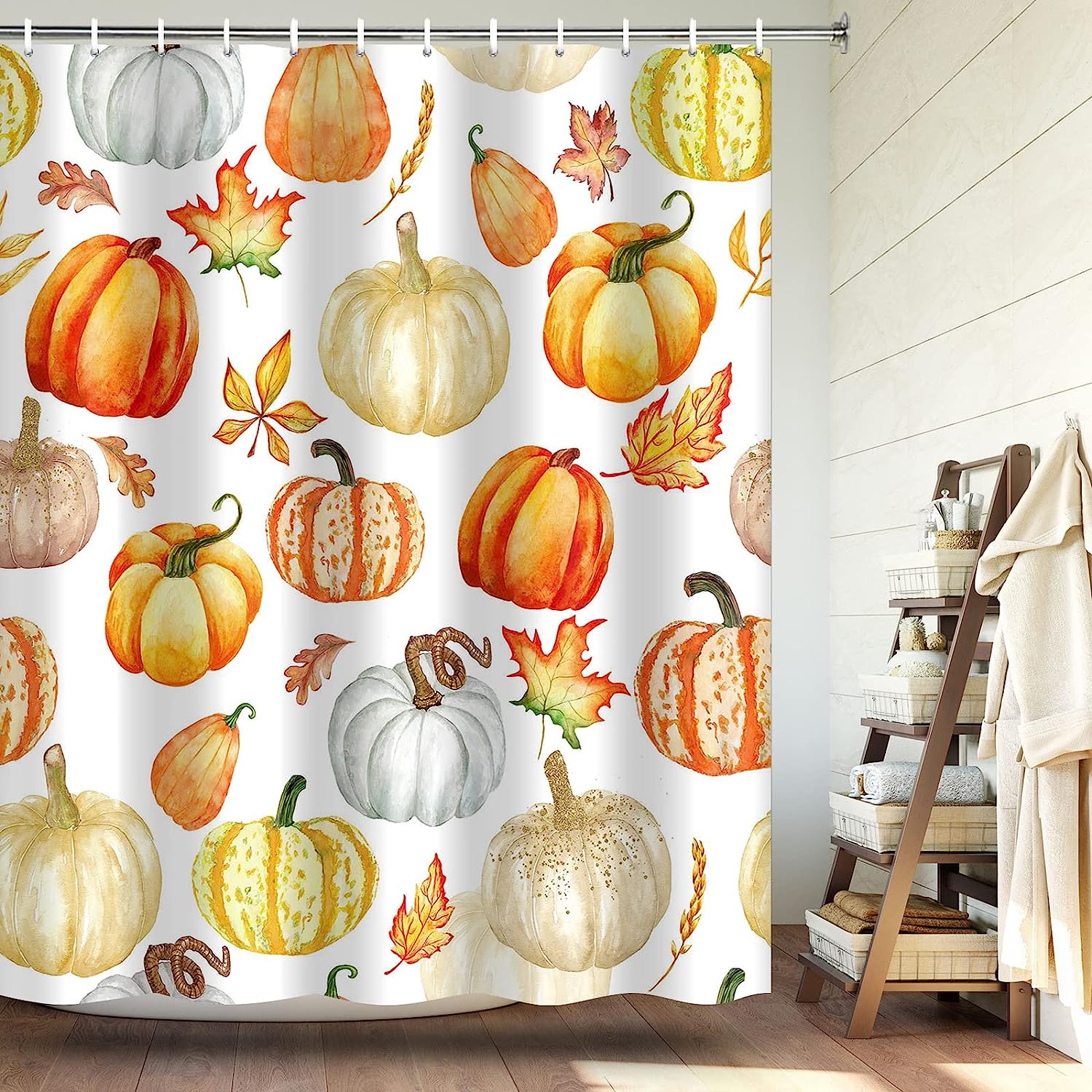 Maple Leaves Crop Bath Curtain - Experience The Harvest Season In Your Bathroom