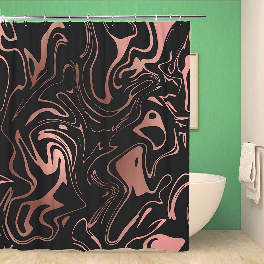 Marble Abstract Faux Rose Gold Shower Curtain For Elegant Bathroom