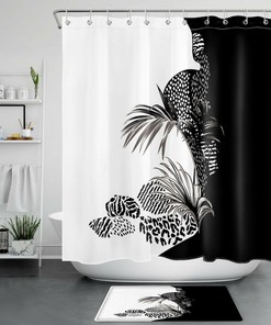 Marble Daisy Flower And Skull Print Shower Curtain For Bathroom