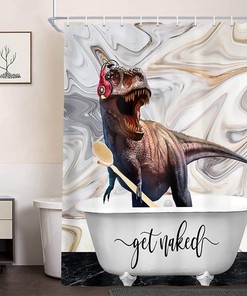 Marble Fabric Dinosaur Shower Curtain - Funny Humor For Animal Lovers Bathroom Decor