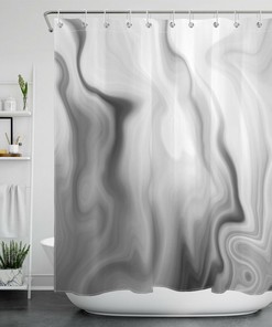 Marble Mashup Grey White Marble Shower Curtain With Abstract Geometric Design