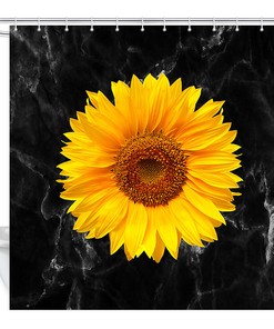 Marble Sunflower Shower Curtain, Bathroom Fabric Accessory