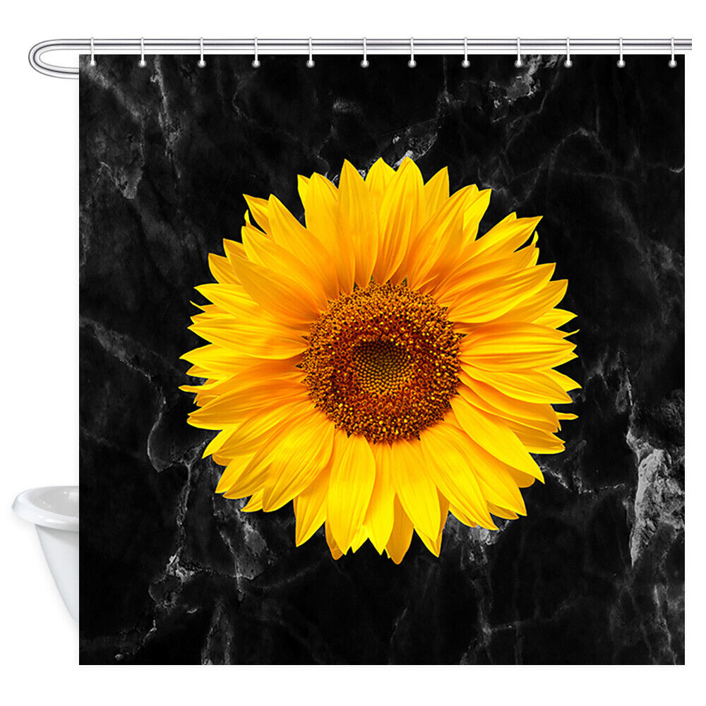 Marble Sunflower Shower Curtain, Bathroom Fabric Accessory