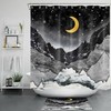 Marble Texture Mountains Golden Moon Unique Shower Curtain For Modern Bathroom Decor