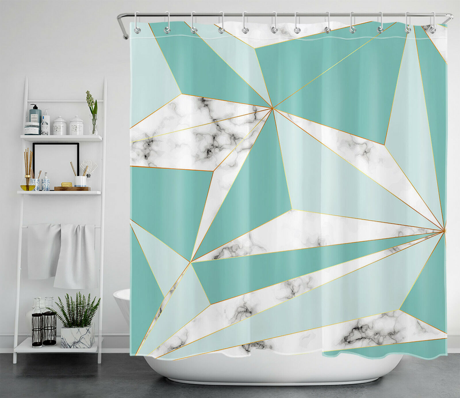 Marble Textures Grey Teal Marble Texture Geometric Pattern Shower Curtain