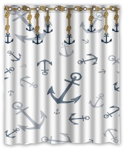 Marine Anchor Personalized Shower Curtain, Waterproof Curtain with Custom Quote, Boho Bathroom Decor