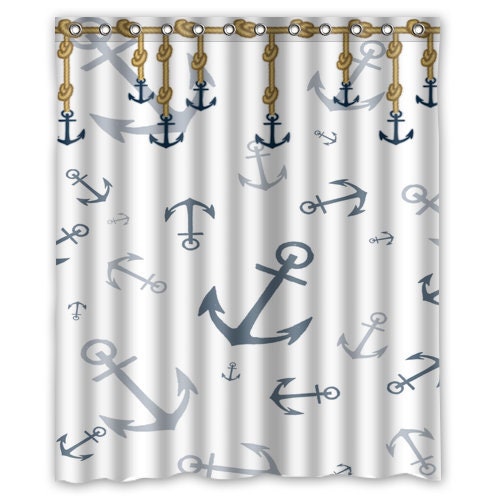 Marine Anchor Personalized Shower Curtain, Waterproof Curtain with Custom Quote, Boho Bathroom Decor
