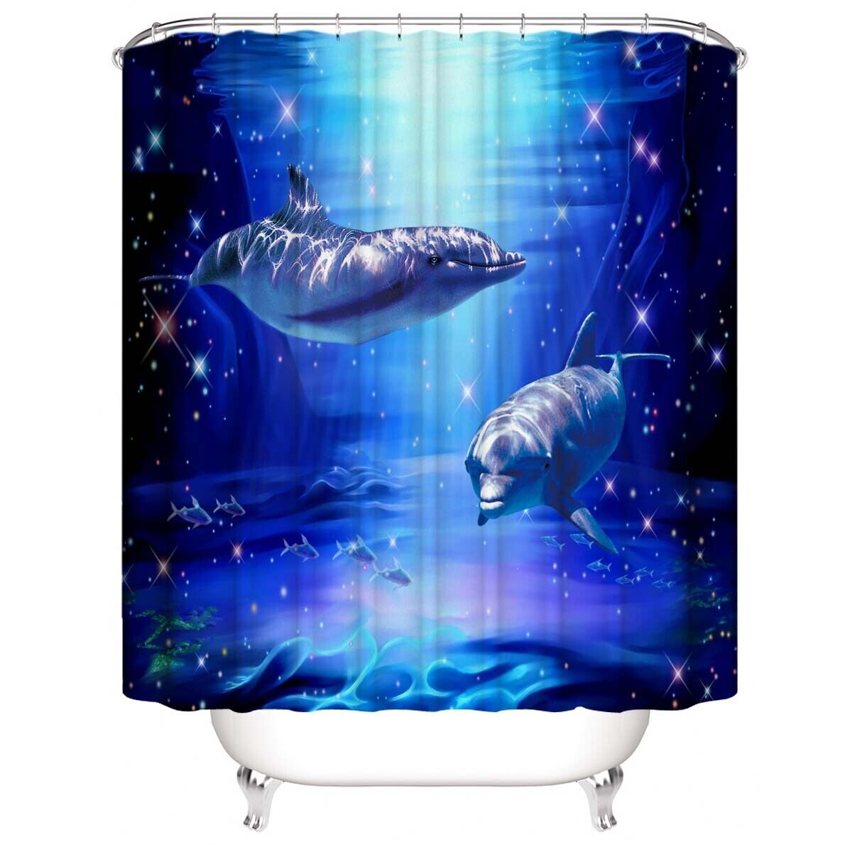 Marine Animal Set Lovely Dolphin Waterproof Shower Curtain - Luxury Shower Curtains