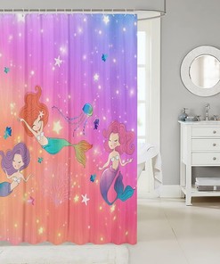 Marine Life Fish Starfish Coral Jellyfish Shower Curtain for Kids Boys Girls Room Decor