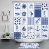 Marine Life Nautical Theme Blue Anchor Bathroom Accessory Shower Curtain 