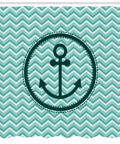 Marine Pattern Anchor Shower Curtain For Bathroom Fabric Decors