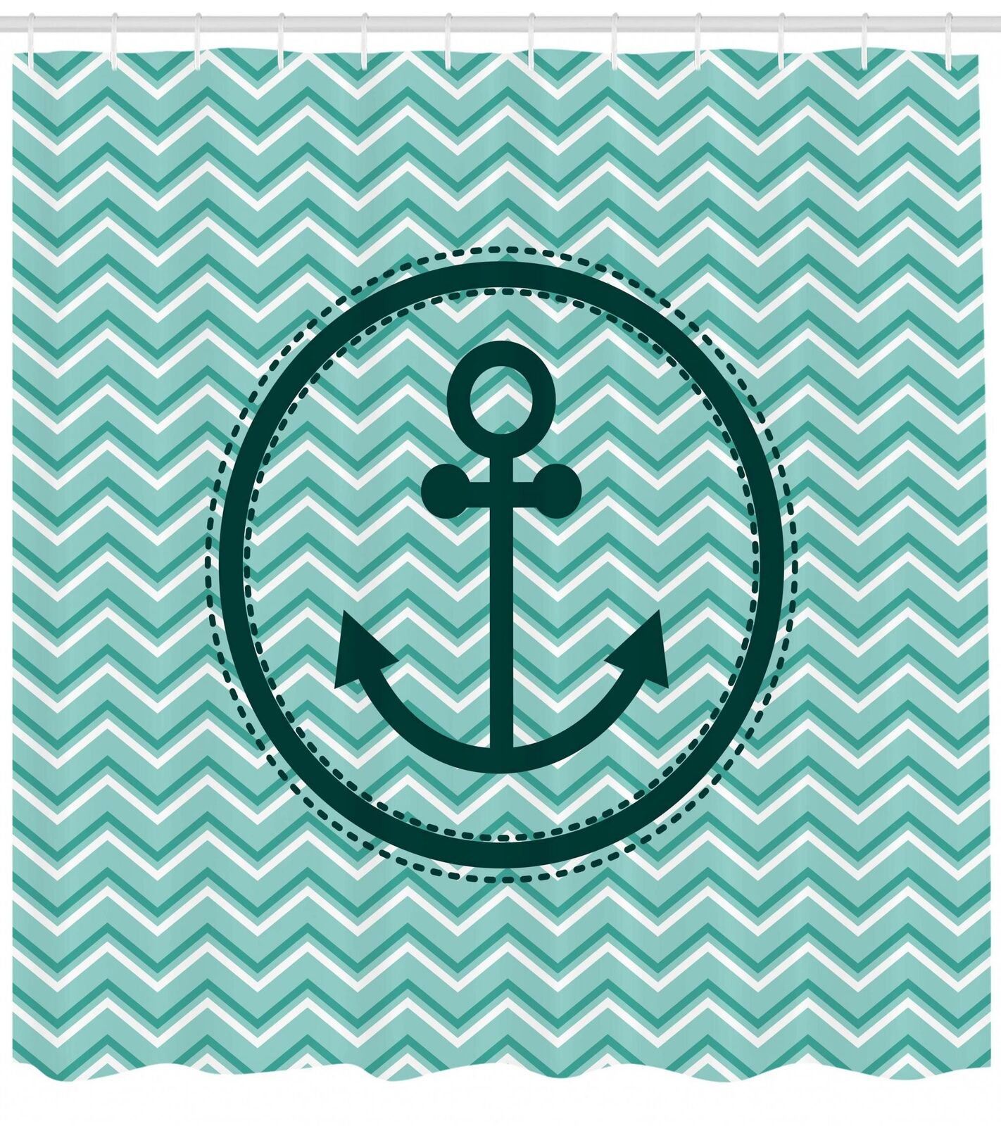 Marine Pattern Anchor Shower Curtain For Bathroom Fabric Decors