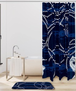 Marine Ropes and Seahorses Shower Curtain - Waterproof Bathroom Curtain