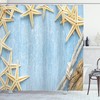 Marine Themed Rustic Beach Decor Shower Curtain with Seashells and Rope Image