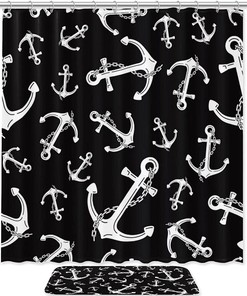 Maritime Anchor Chain Waterproof Shower Curtain Bathroom Decor