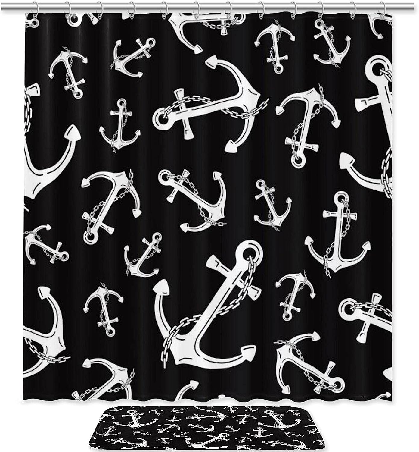 Maritime Anchor Chain Waterproof Shower Curtain Bathroom Decor