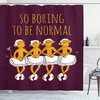 Maroon And Marigold Ballerina Monkeys Shower Curtain, Funny Dancing Monkeys With So Boring To Be Normal Words Print