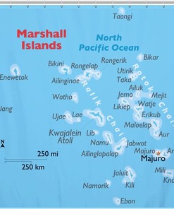 Marshall Islands Map Shower Curtain, Waterproof and Durable for Bathroom