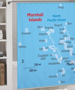 Marshall Islands Map Shower Curtain, Waterproof and Durable for Bathroom