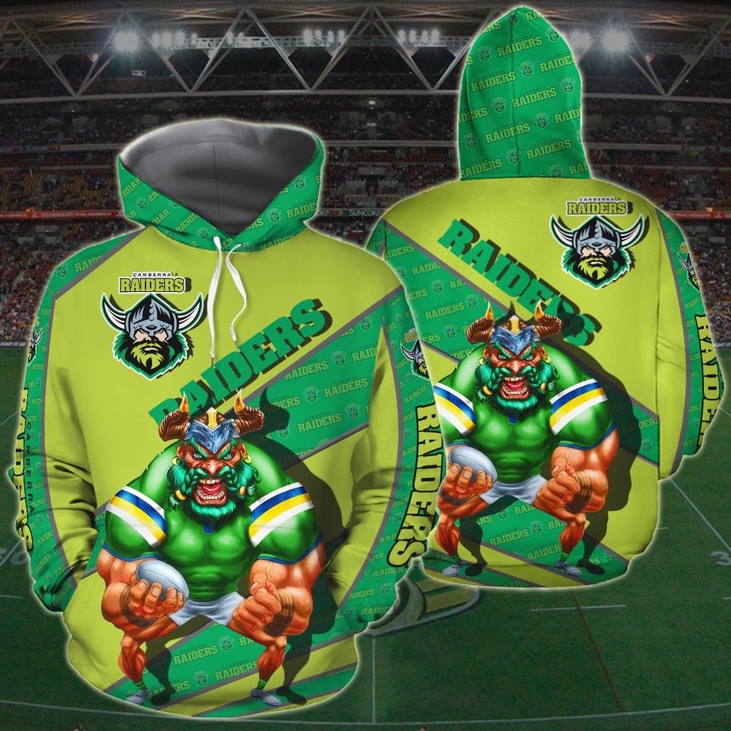 Mascot Custom All Over Print 3D Hoodie - Canberra Raiders Nrl
