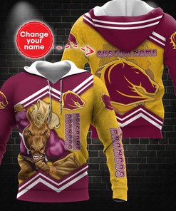 Mascot Tgiac Brisbane Broncos Nrl Custom 3D All Over Print Hoodie With Personalization