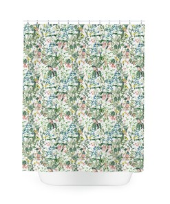 Maximalist Nature-Inspired Bird and Leaves Print Shower Curtain for Your Bathroom