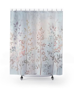 Meadow Grass Shower Curtain for a Romantic Sunrise Watercolor Garden Bathroom Accessory