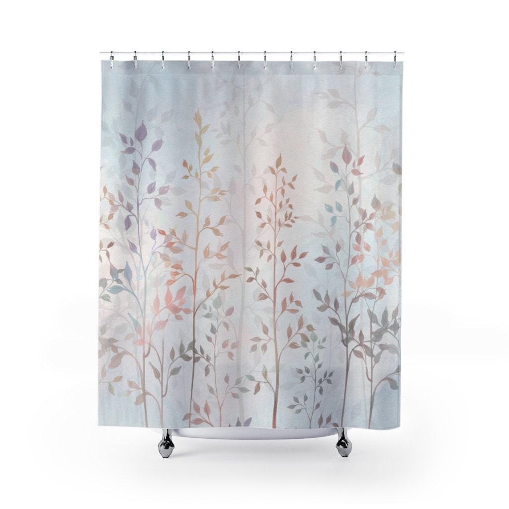Meadow Grass Shower Curtain for a Romantic Sunrise Watercolor Garden Bathroom Accessory