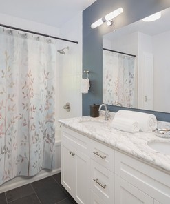 Meadow Grass Shower Curtain for a Romantic Sunrise Watercolor Garden Bathroom Accessory