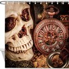 Mechanical Clock and Skull Gothic Shower Curtain for Bathroom Decor