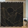Medieval Abstract Lines Mountain Shower Curtain - Vintage Bathroom Decor