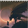 Medieval Dragon Fantasy Mythical Print Fabric Shower Curtain for Bathroom