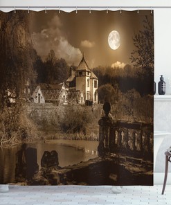 Medieval House Gothic Print Shower Curtain With Old World Charm For Bathroom Decor