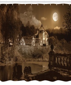 Medieval House Gothic Print Shower Curtain With Old World Charm For Bathroom Decor
