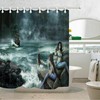 Medieval Pirate Ship Mermaids Siren Fabric Waterproof Bath Decor Shower Curtain