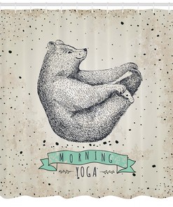 Meditating Bear Yoga Print Shower Curtain for a Calm Bathroom