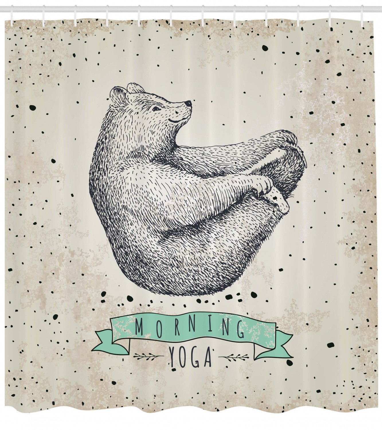 Meditating Bear Yoga Print Shower Curtain for a Calm Bathroom