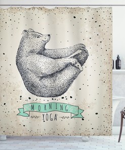 Meditating Bear Yoga Print Shower Curtain for a Calm Bathroom