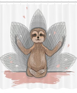 Meditation-inspired Sloth Shower Curtain, Perfect for a Relaxing Bath