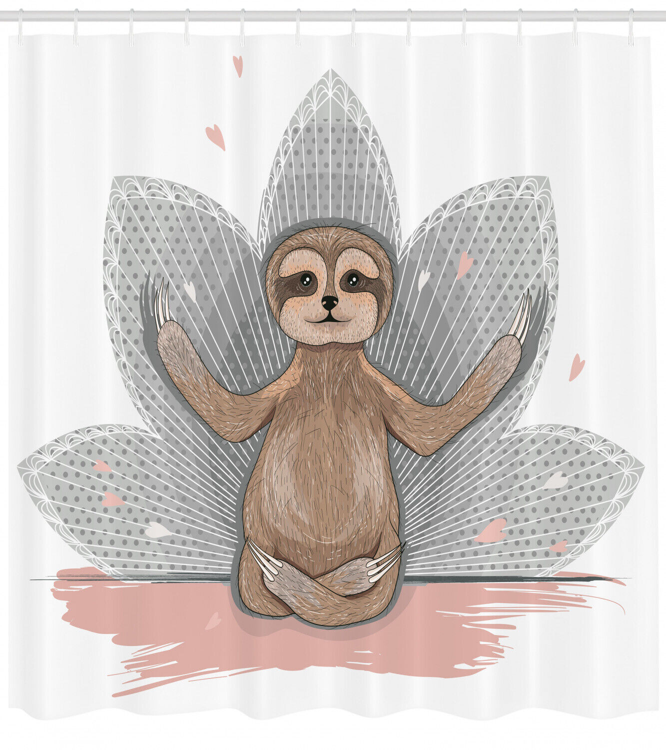 Meditation-inspired Sloth Shower Curtain, Perfect for a Relaxing Bath
