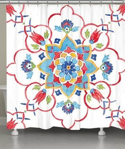 Mediterranean Medallion Garden Shower Curtain for Elegant Bathroom Decor