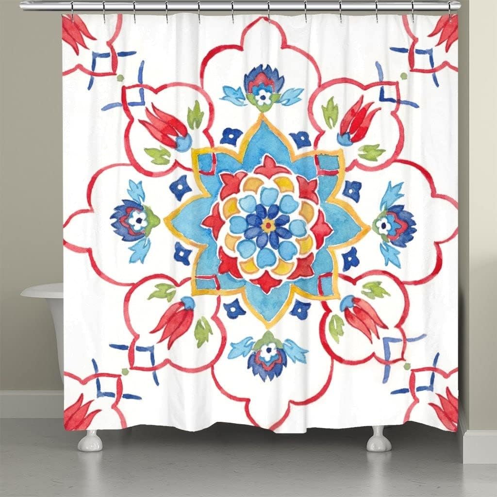 Mediterranean Medallion Garden Shower Curtain for Elegant Bathroom Decor