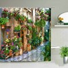 Mediterranean Scenic Shower Curtain Of Cobbled Streets And Outdoor Garden Fence