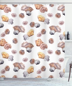 Mediterranean Seashore Design Shower Curtain Fabric for Sea-Inspired Bathroom Decor