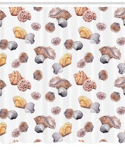 Mediterranean Seashore Design Shower Curtain Fabric for Sea-Inspired Bathroom Decor